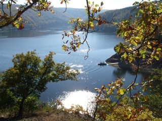 Asel Fähre mit Blick auf Edersee